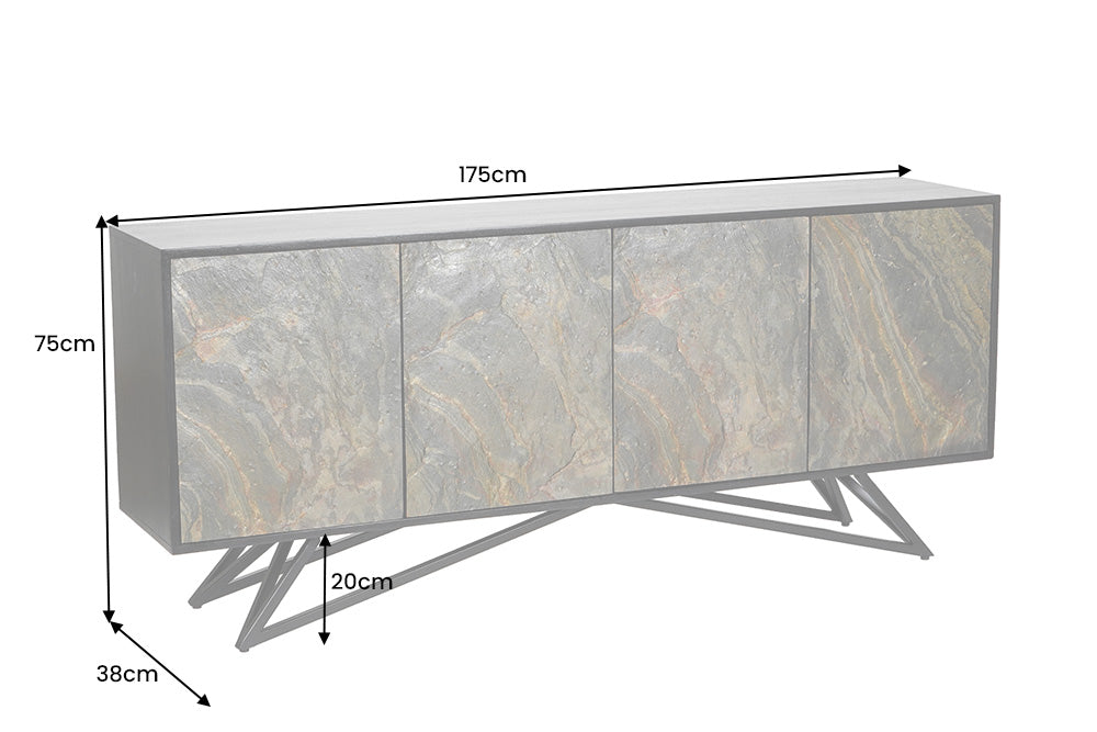 Sideboard Alpenschnee 175cm acacia natural stone look black natural