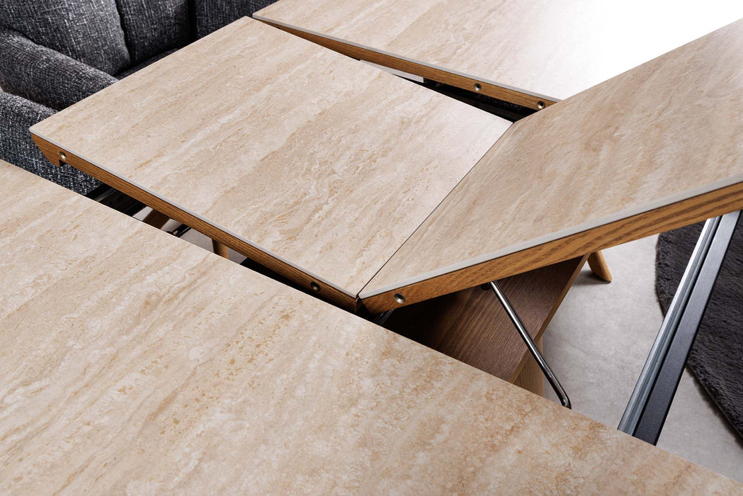 Esstisch Saloon 160-200cm ausziehbar Eiche Timber look Keramikplatte Travertin - Bild 6