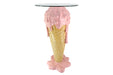 Bartisch Eis Creme 105cm mit gehärtetem Glas rosa beige