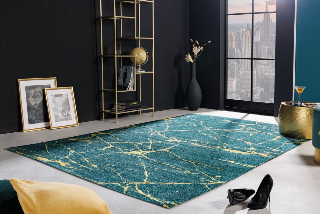 Teppich MARMOR 160x240cm grün blaugrün gold