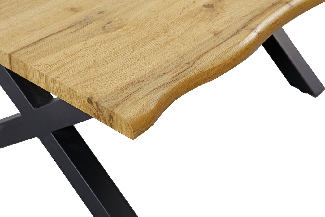 Couchtisch Untamed 90cm Tischplatte 30mm X-Beine Wildeiche Optik natur