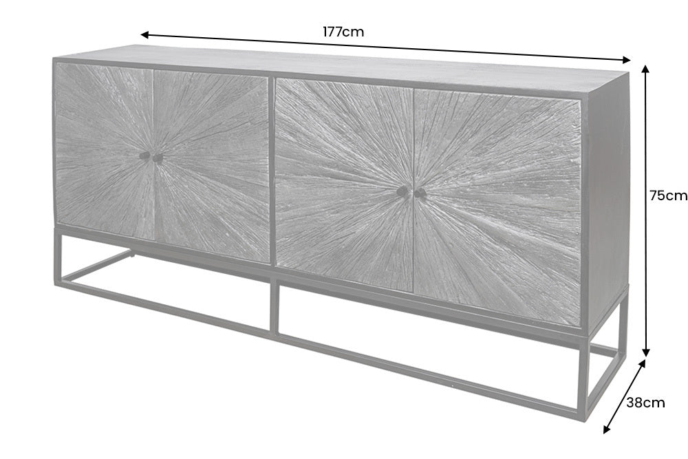 Sideboard Barcelona 180cm Mangoholz und braunes Teakholz