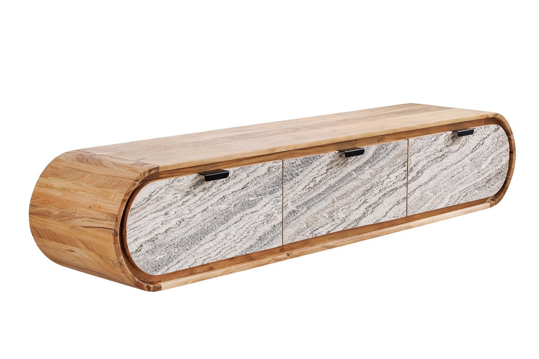 TV-Board Natural 160cm hängend Akazie Timber natur mit Rock Look Front