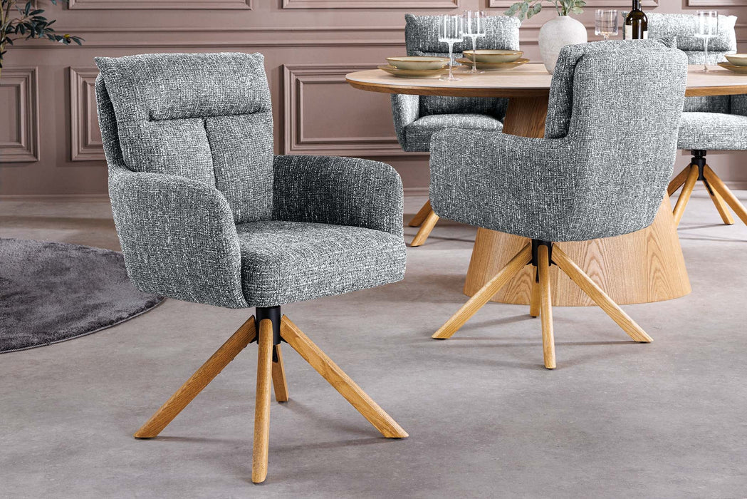 Drehstuhl Grand Henry 360° auto return texturierter Stoff grün mit Gestell Eiche Timber - Bild 5