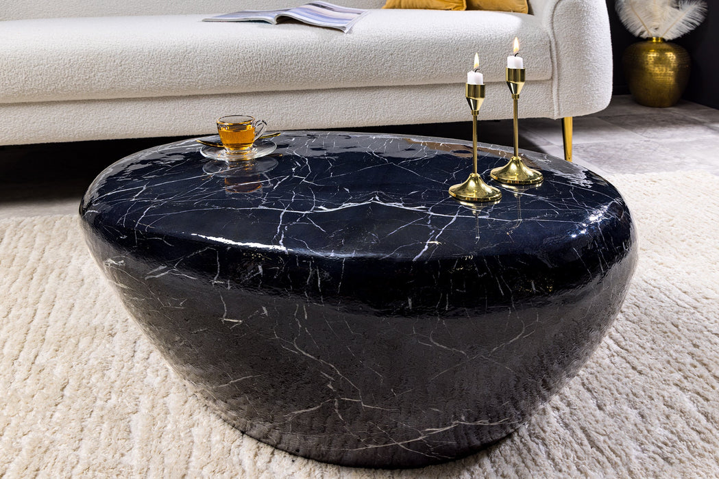 Couchtisch Rock 75cm Marmoroptik schwarz