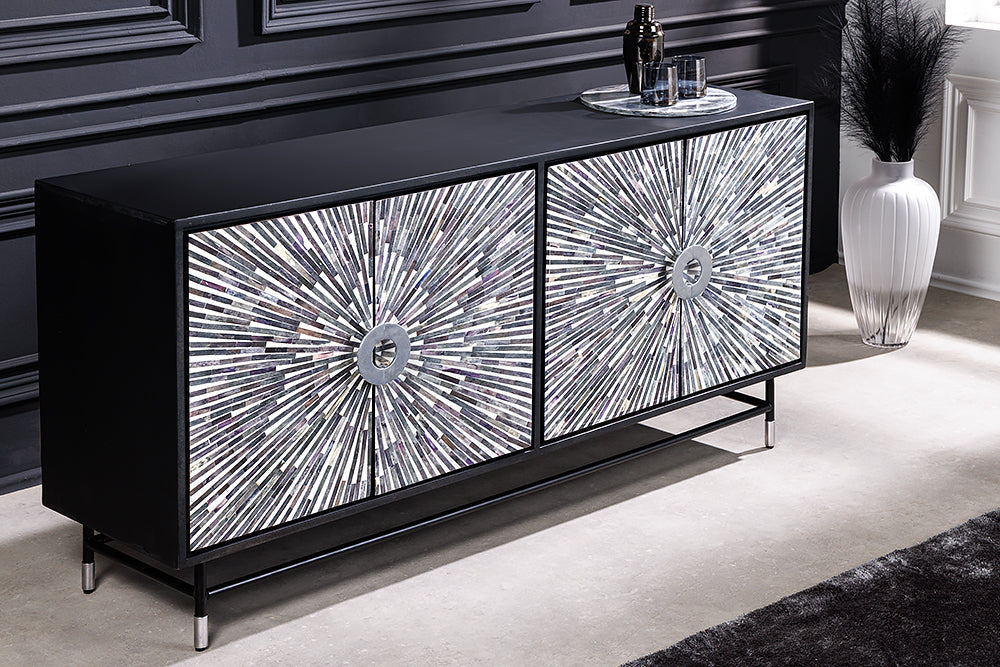 Sideboard Schilthorn 160cm Mosaik-Knochen schwarz weiss - Bild 2