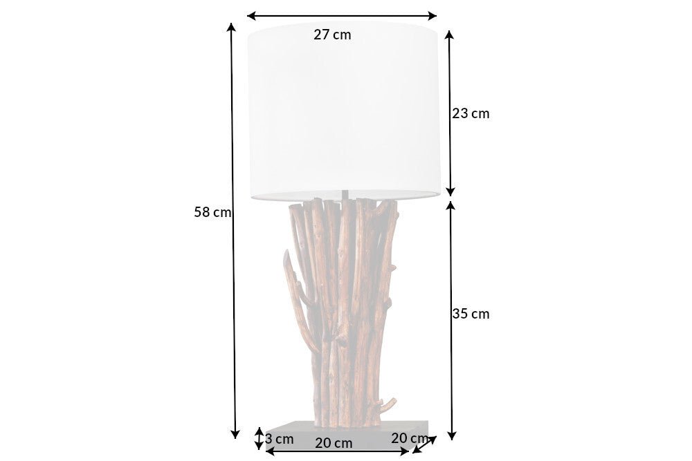 Tischleuchte Euphorie I 60cm Longanholz Baumwolllampenschirm