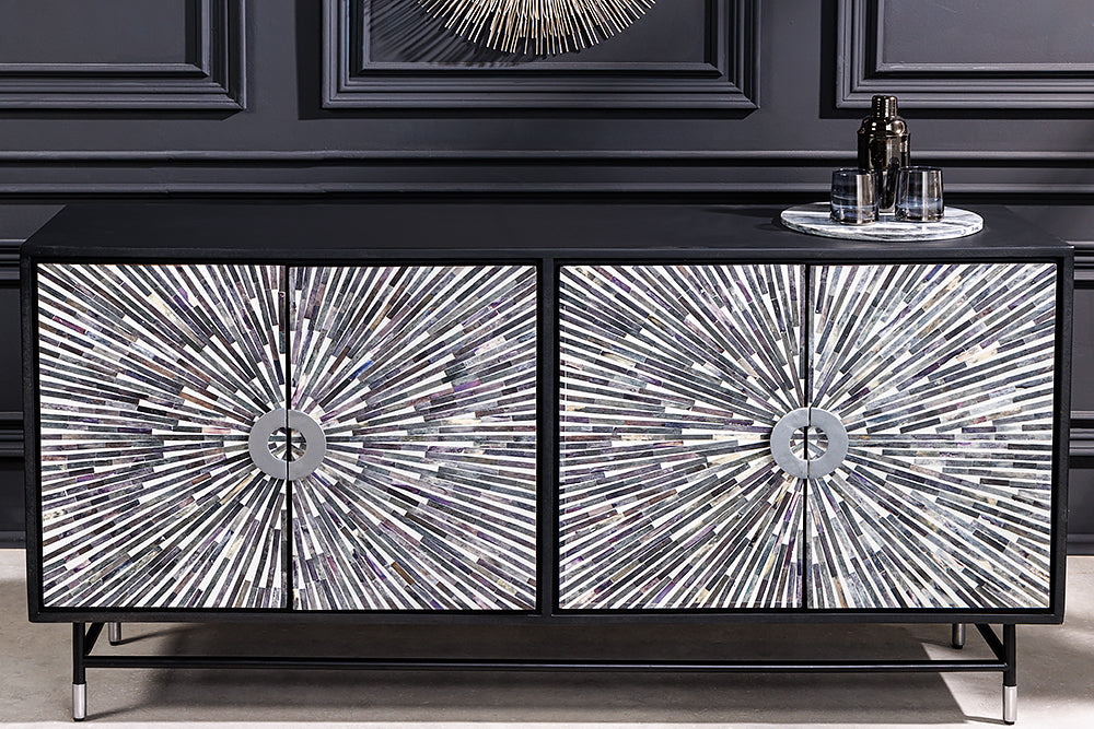 Sideboard Schilthorn 160cm Mosaik-Knochen schwarz weiss - Bild 3