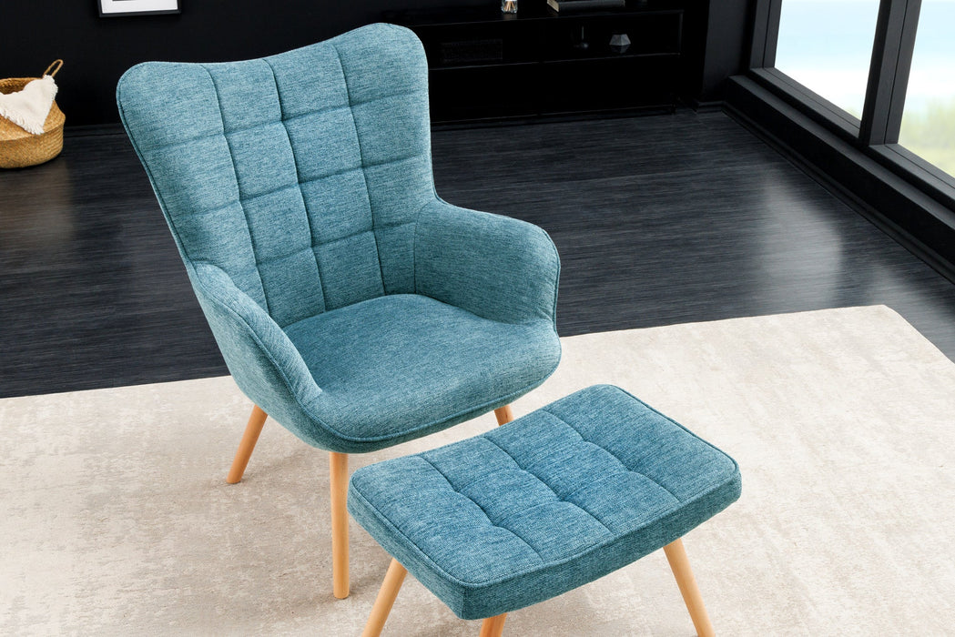 Sessel Nordica mit Armlehnen Strukturstoff blau
