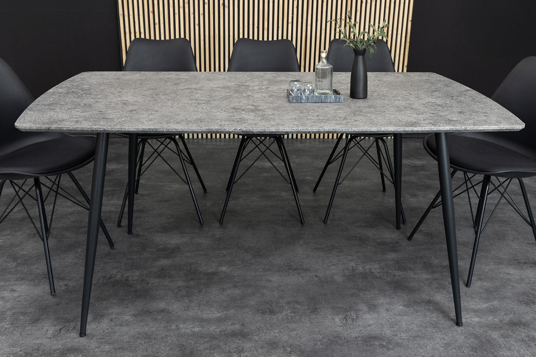 Esstisch Suite 140cm grau Rockoptik mit schwarzem Metallgestell - Bild 3