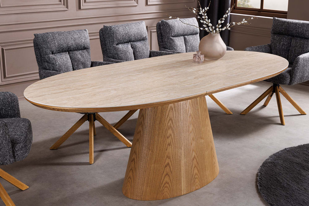 Esstisch Saloon 160-200cm ausziehbar Eiche Timber look Keramikplatte Travertin - Bild 2
