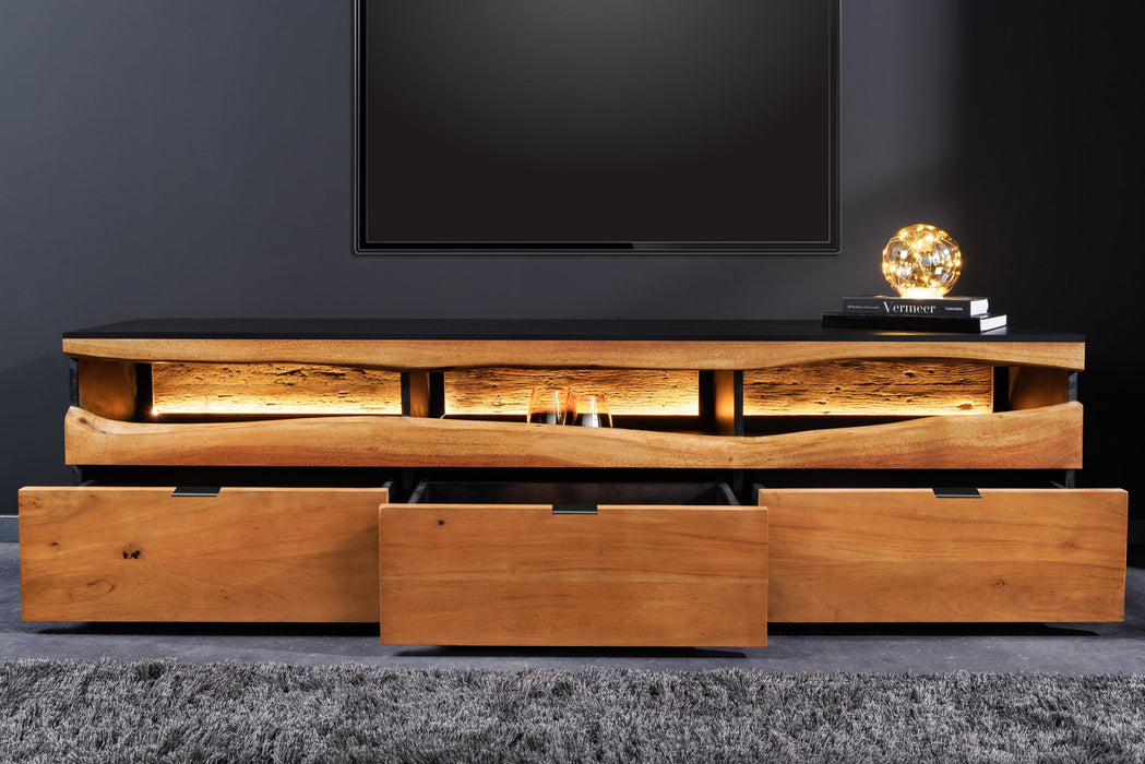 TV-Board Pure Akazie 180cm Akazie Holz Naturkante mit LED Licht - Bild 4