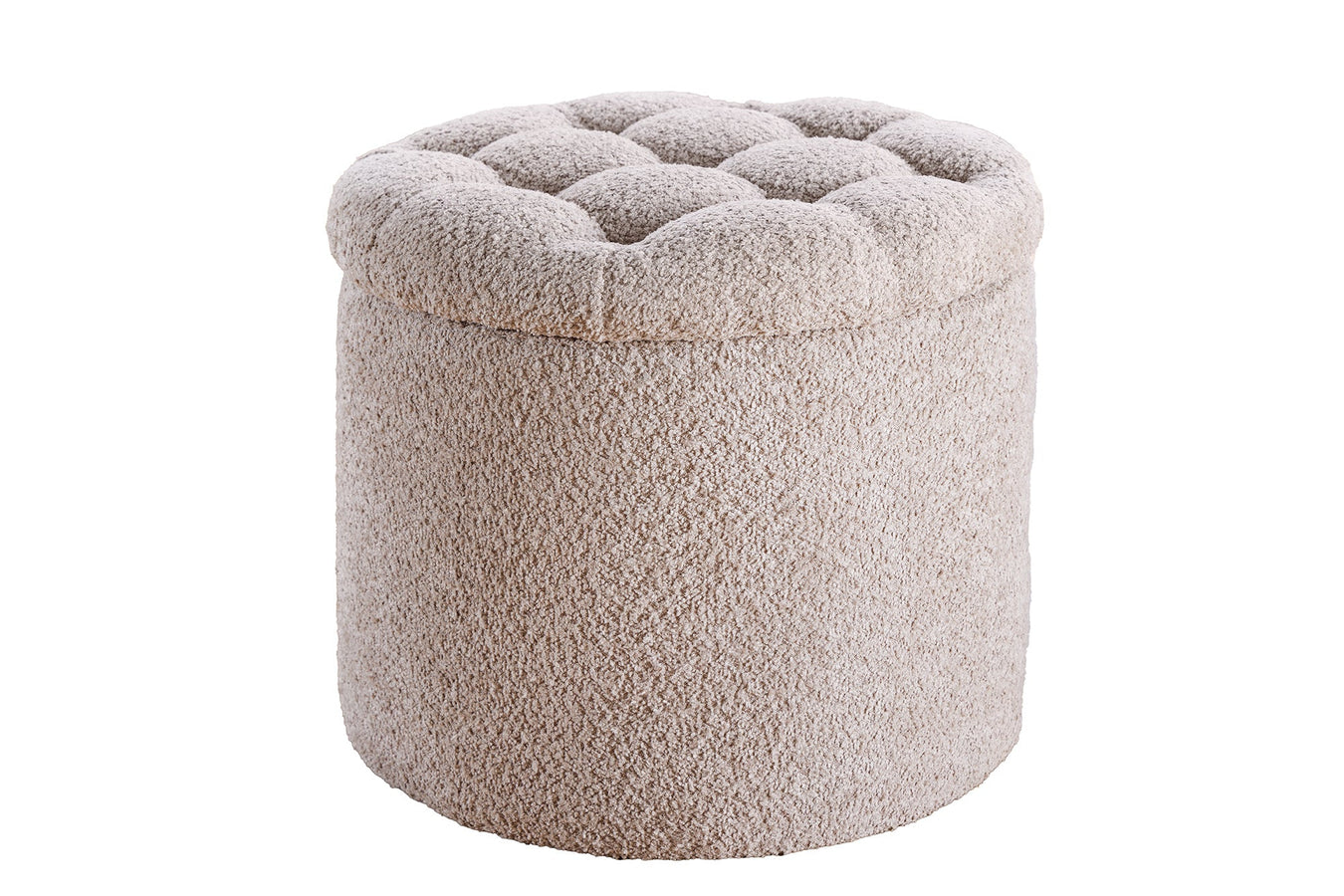 Hocker Barock Storage 50cm Bouclé Champagner mit Stauraum