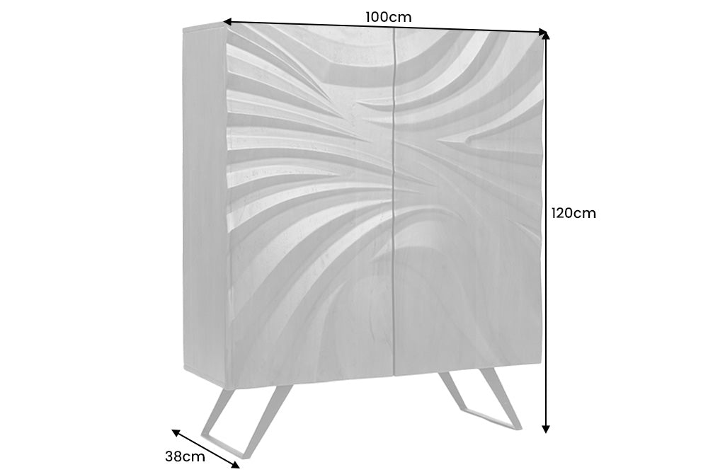 Highboard Tropical 120cm 3D braunes Akazienholz