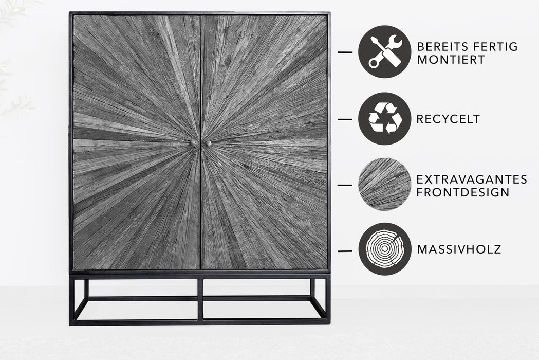 Highboard Barcelona 120cm Mangoholz und graues Teakholz