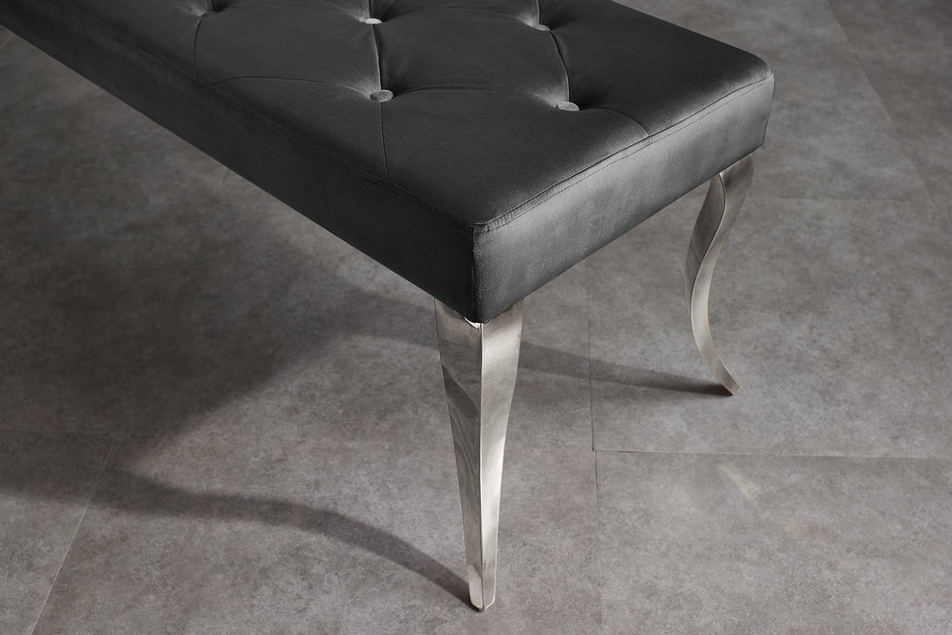 Bank Contemporary BAROCK 170cm Edelstahl Beine Silber Samt Schwarz - Bild 4