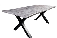 Esstisch Untamed 200cm Tischplatte 50mm weiss gekalkt Wildeiche Optik grau