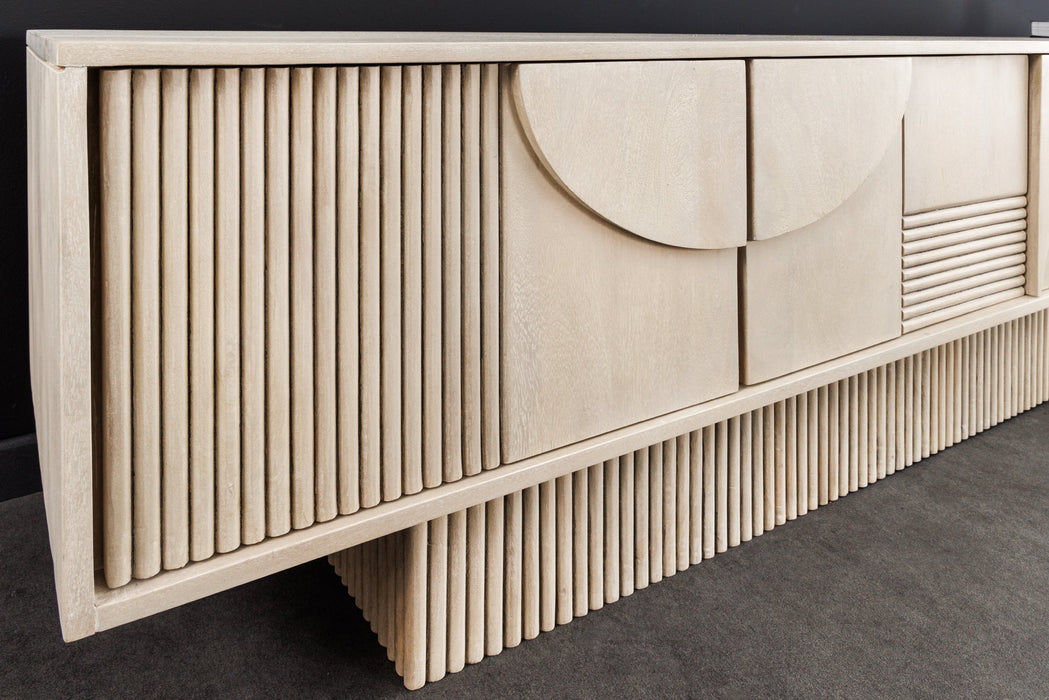 TV Board Artista 200cm 3D Mango Holz weiß gekalkt - Bild 7