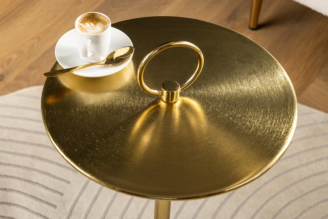 Side table Eleganz 60cm Tablett gold schwarz Marmor
