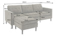 Ecksofa Visby 220cm 3-Sitzer Federkern Cord grau - Bild 10