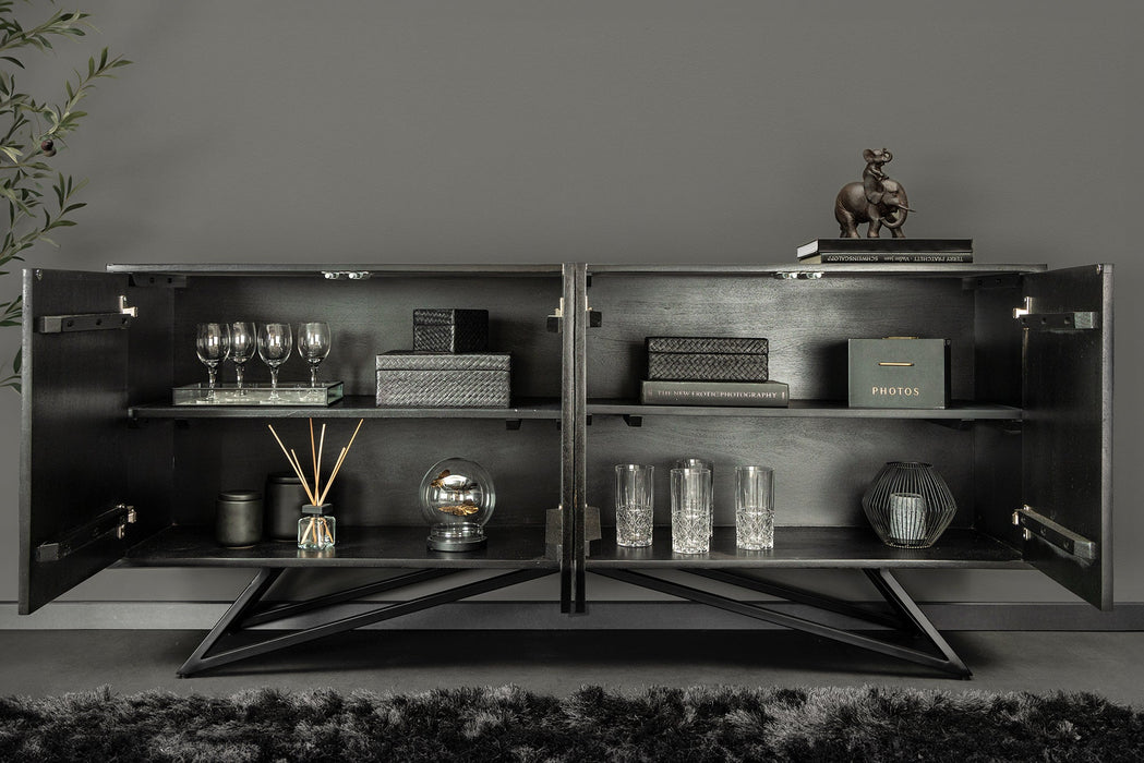 Sideboard Alpenschnee 175cm acacia natural stone look black natural