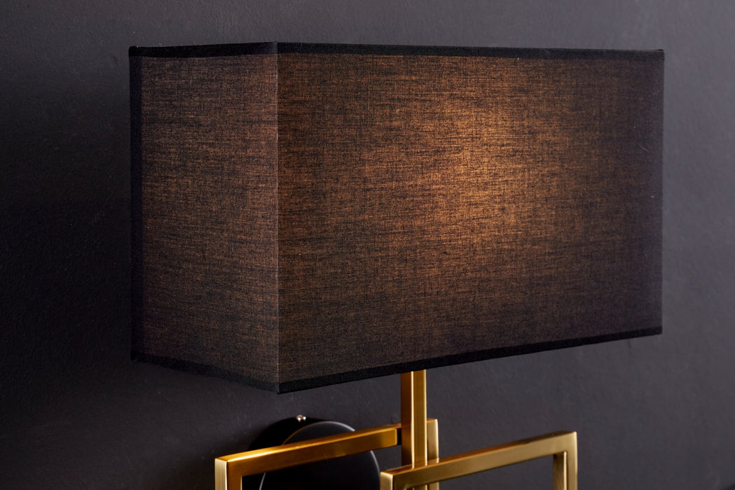 Wandleuchte Canvas gold schwarzer Schirm