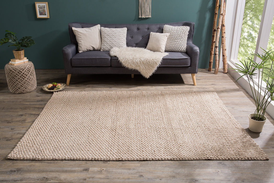 Teppich Wolle 240x160cm Beige