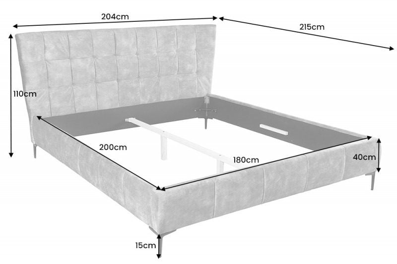 Bett Miami 180x200cm senfgelb Samt