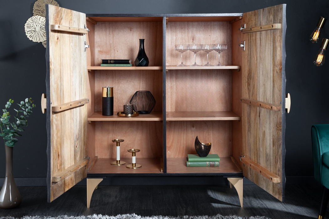 Highboard Drop 120cm schwarz gold