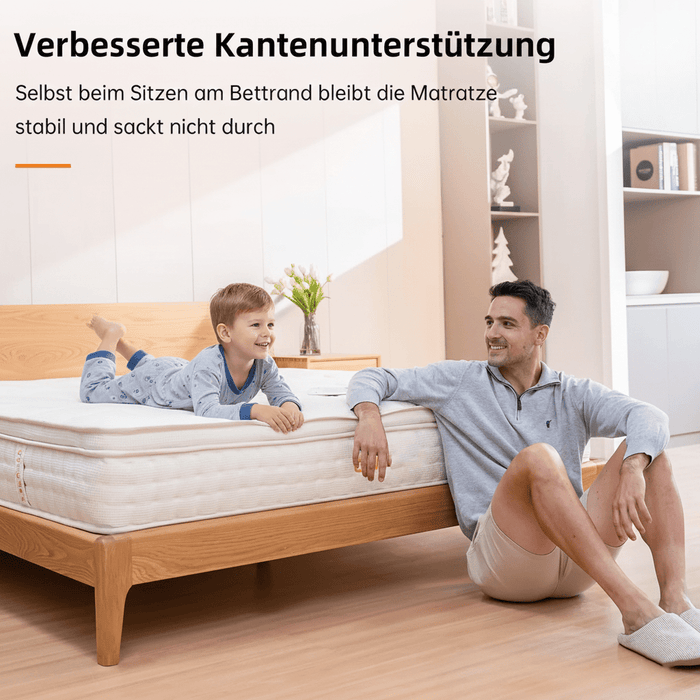90x200 25 cm 9-Zonen Deluxe Taschenfederkernmatratze mit Memory-Schaum, klimaausgewogene Waffelstruktur und integriertem Topper (6)
