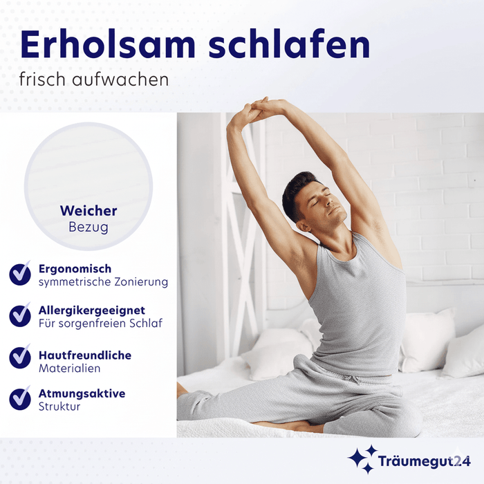 Ergonomische 7-Zonen Kaltschaummatratze, 16 cm, 140 x 200 cm, H4 Haertegrad, Traeumegut24 (7)