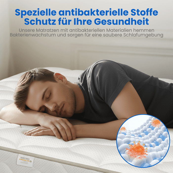 Portreen Matratze 140x200 cm, 7-Zonen Federkernmatratze mit Spannbettlaken, Hoehe 22 cm, H3, Taschenfederkern, Premium Taschenfederkernkern (5)