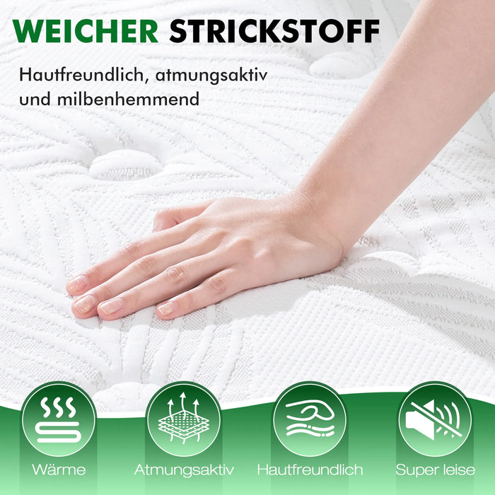140x200x25cm Orthopaedische 7-Zonen-Taschenfederkernmatratze, H3 Liegehaerte mit Komfortschaum-Aufbau (3)