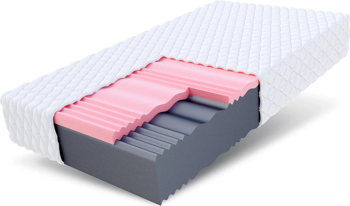 Orthopaedische 160 x 200 cm Matratze aus Kaltschaum und HR-Schaum mit viskoelastischem Memory-Schaum, H4 Liegehaerte, ca. 29 cm Hoehe, atmungsaktive, waschbare Bezug, allergikergeeignet