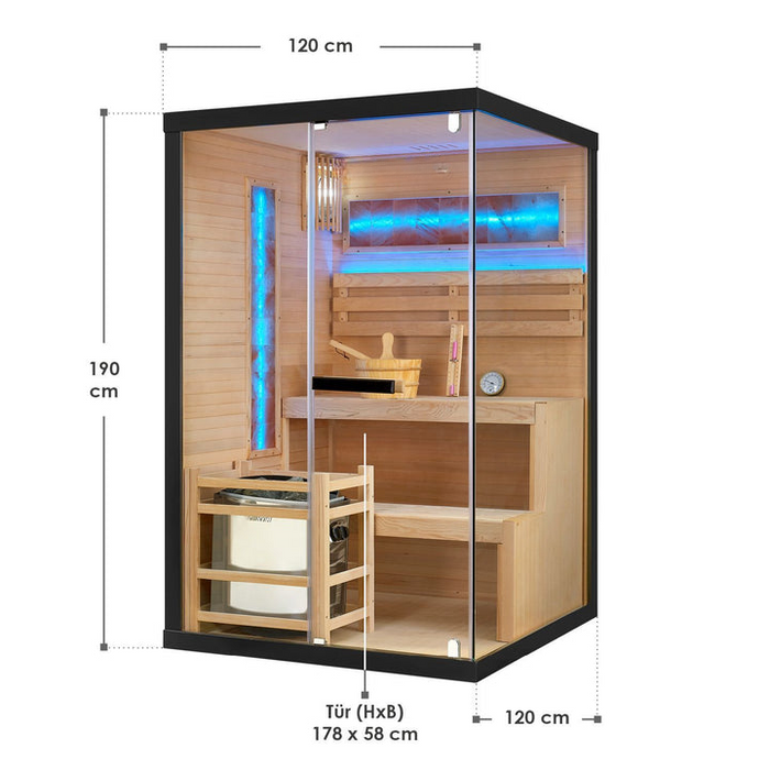 Indoor Sauna MATTERHORN 120 - Salzstein - Für 2 Personen