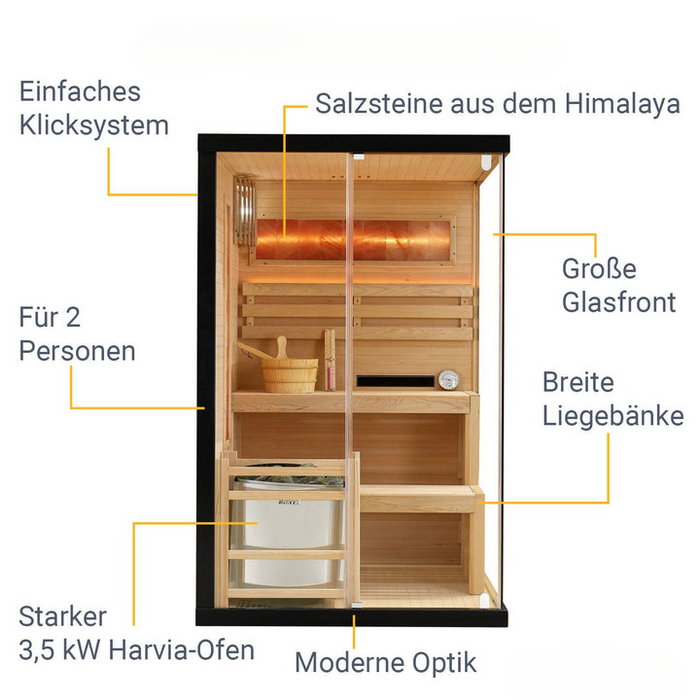 Indoor Sauna MATTERHORN 120 - Salzstein - Für 2 Personen