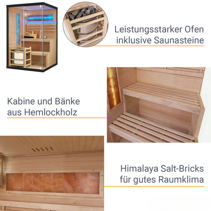 Indoor Sauna MATTERHORN 120 - Salzstein - Für 2 Personen
