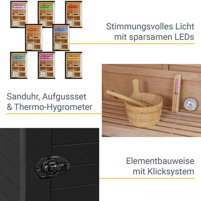 Indoor Sauna MATTERHORN 120 - Salzstein - Für 2 Personen