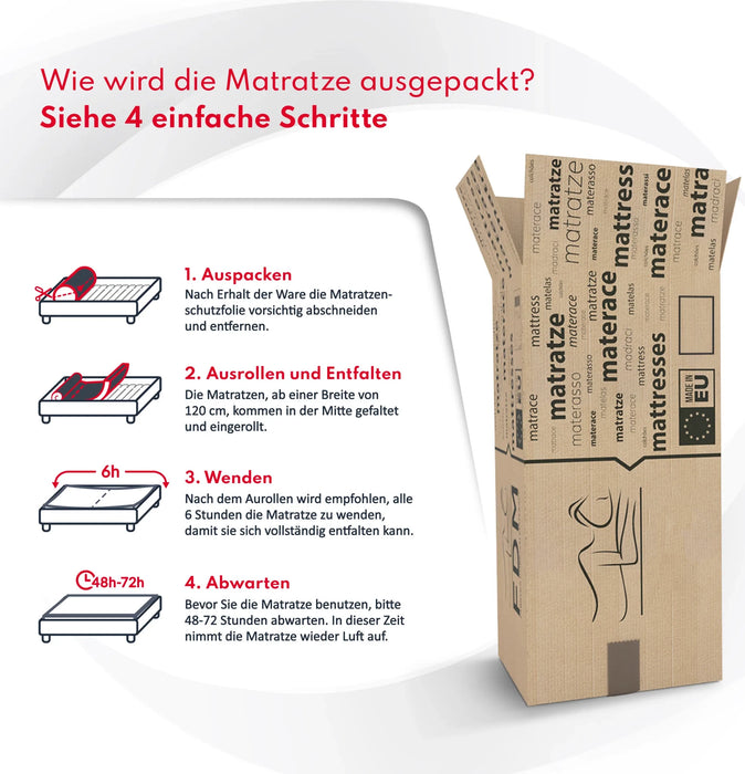 Matratze 80x180 cm, Hoehe ca. 16 cm, H3 Haertegrad, Kaltschaum HR-Schaum, Kindermatratze (10)