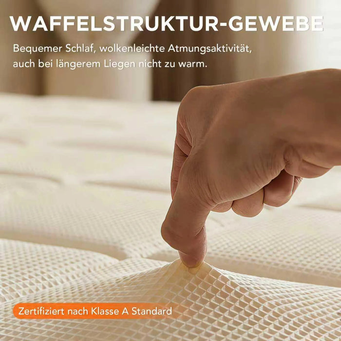 180x200 25 cm 9-Zonen Deluxe Taschenfederkernmatratze mit Memory-Schaum, klimaausgewogene Waffelstruktur und integriertem Topper (8)