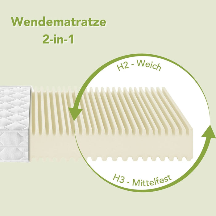 Ergonomische 7-Zonen Kaltschaum-Matratze, 180 x 200 cm, 16 cm Hoehe, H2 und H3 Liegehaerte, Ergo Flex Duo, Wendematratze (4)