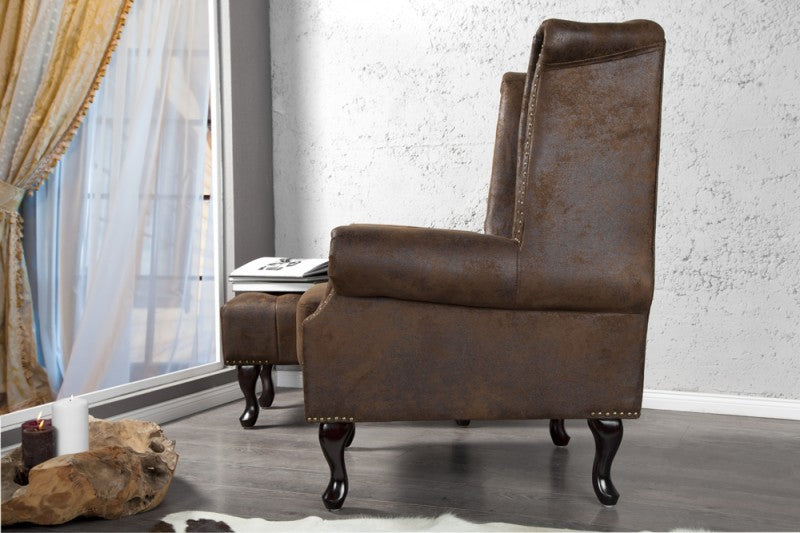 Ohrensessel Chesterfield braun Antik Look