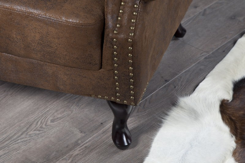 Ohrensessel Chesterfield braun Antik Look