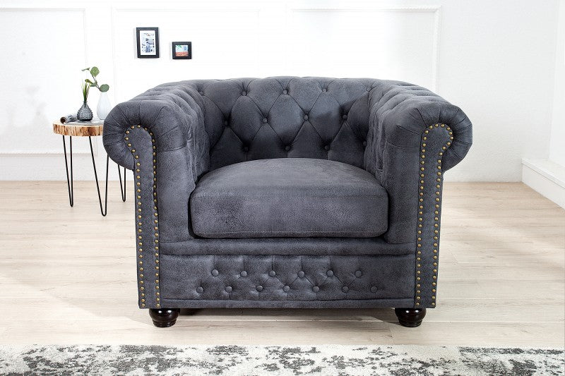 Sessel Chesterfield grau Antik Look