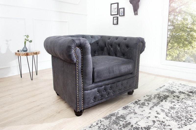 Sessel Chesterfield grau Antik Look