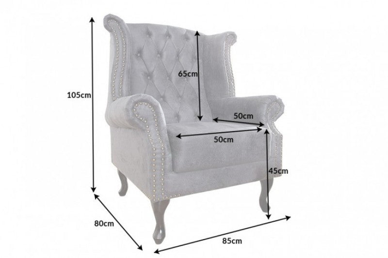 Ohrensessel Chesterfield grau Antik Look