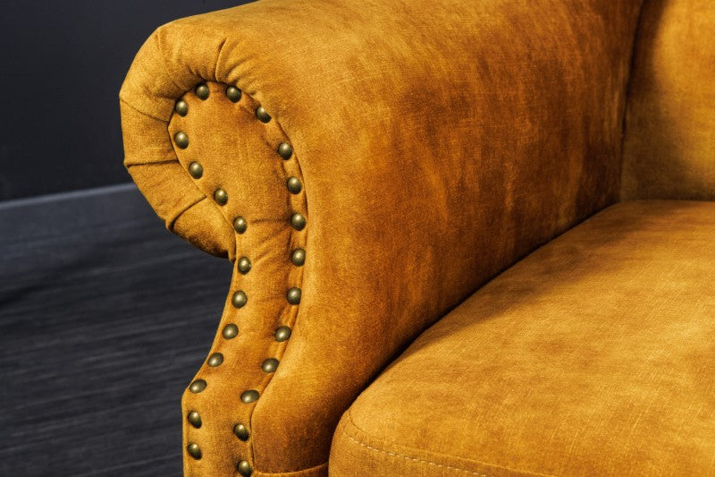 Ohrensessel Chesterfield senfgelb Antik Look