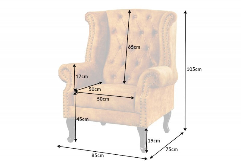Ohrensessel Chesterfield senfgelb Antik Look