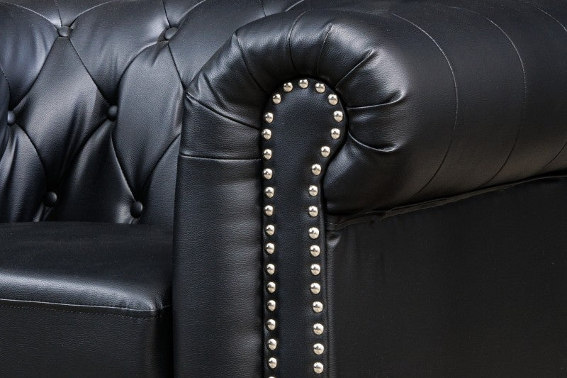 Sessel Chesterfield schwarz Antik Look Leder/ 41448