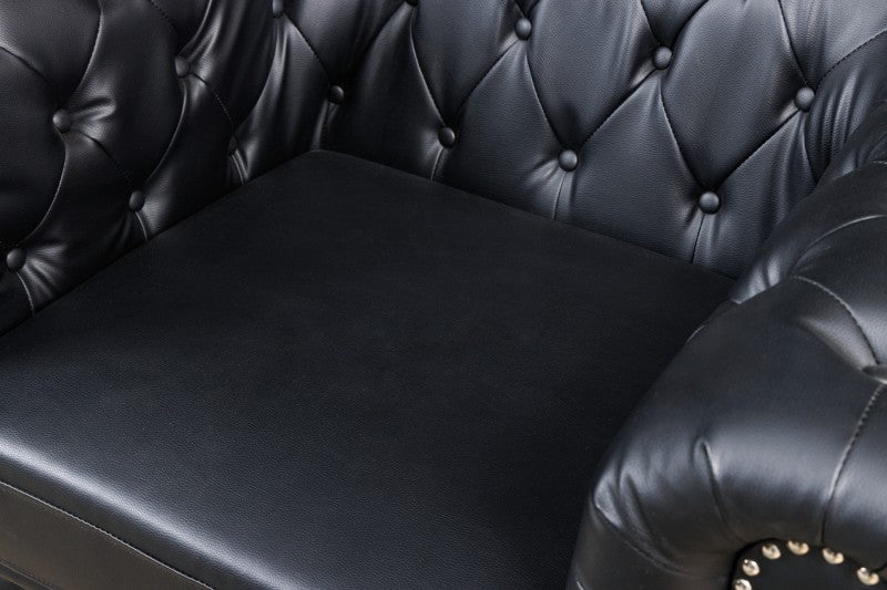 Sessel Chesterfield schwarz Antik Look Leder/ 41448